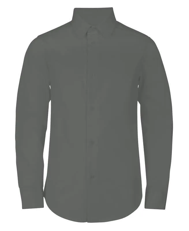 Adam Baker Boy's Regular Fit 4-Way Stretch Long Sleeve Solid Dress Shirt - Colors