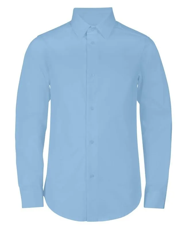 Adam Baker Boy's Regular Fit 4-Way Stretch Long Sleeve Solid Dress Shirt - Colors