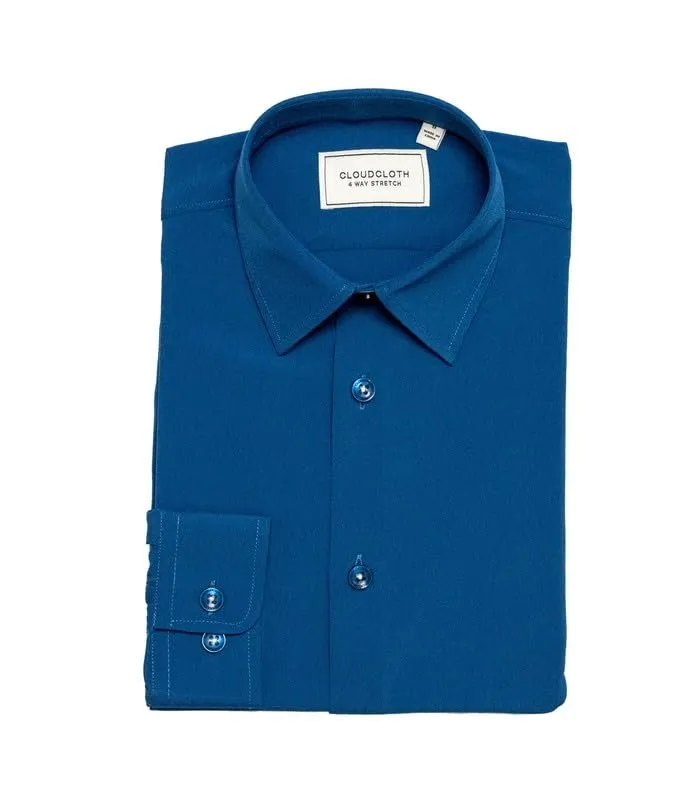 Adam Baker Boy's Regular Fit 4-Way Stretch Long Sleeve Solid Dress Shirt - Colors