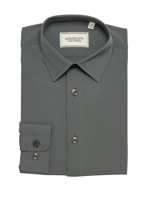 Adam Baker Boy's Regular Fit 4-Way Stretch Long Sleeve Solid Dress Shirt - Colors