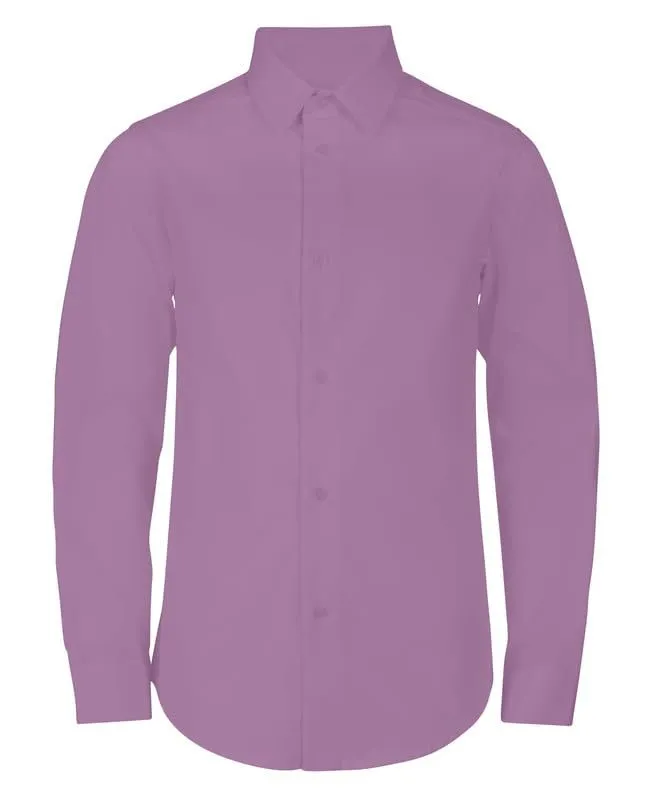 Adam Baker Boy's Regular Fit 4-Way Stretch Long Sleeve Solid Dress Shirt - Colors