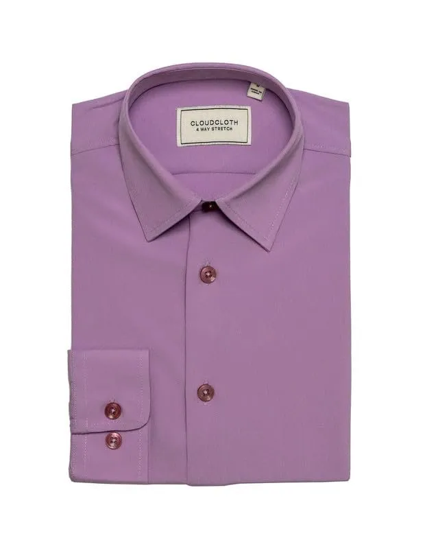 Adam Baker Boy's Regular Fit 4-Way Stretch Long Sleeve Solid Dress Shirt - Colors