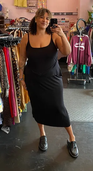 ASOS Black Tank Maxi Dress with Twisted Waist Detail, Size 24