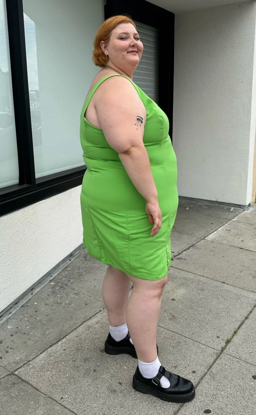 ASOS Lime Green Mini Sheath Dress with Small Slit, Size 24