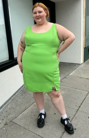 ASOS Lime Green Mini Sheath Dress with Small Slit, Size 24