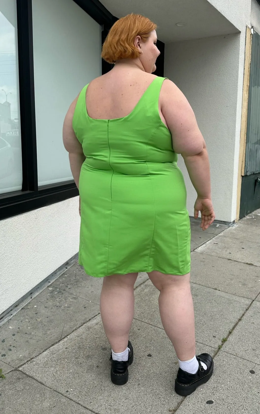 ASOS Lime Green Mini Sheath Dress with Small Slit, Size 24