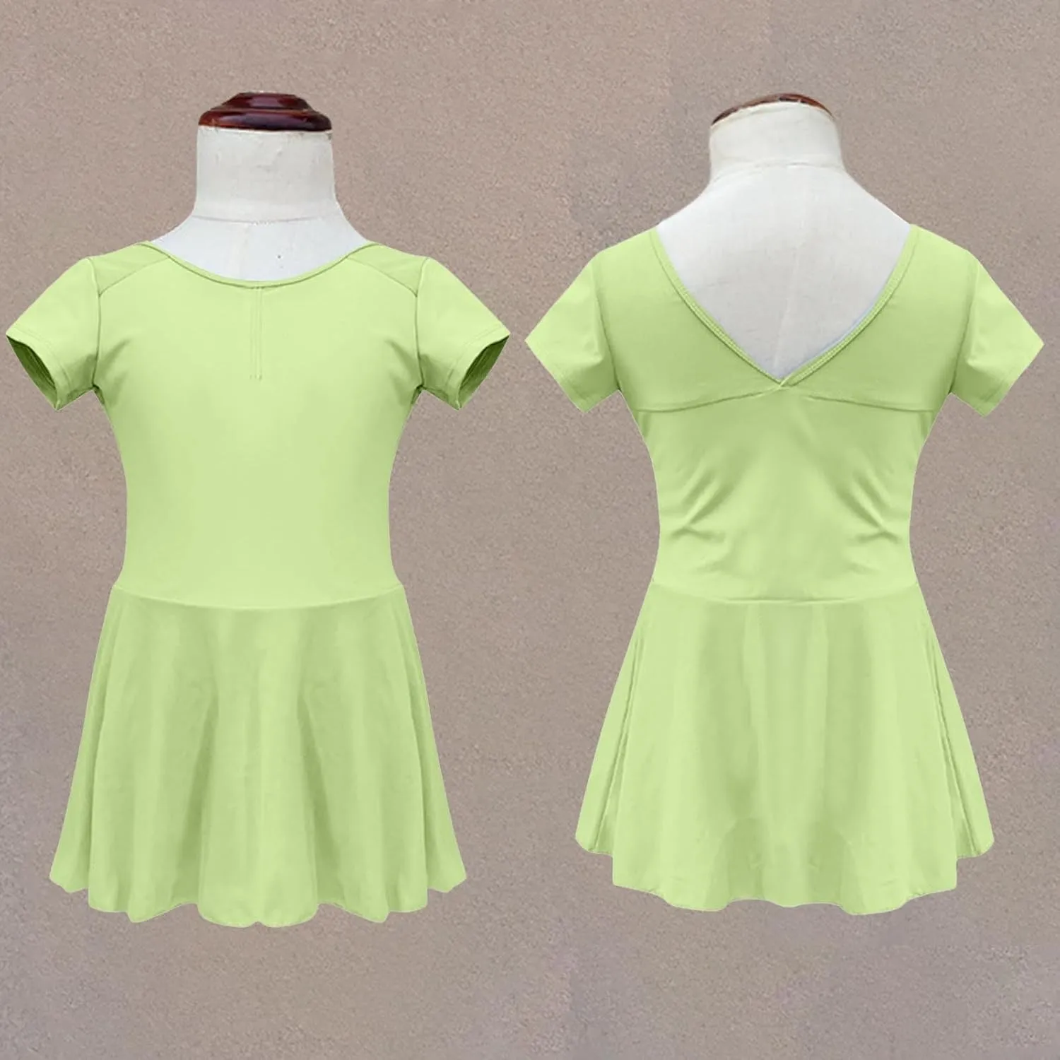 Ballet Dancewear for Girls Short Sleeve V Neck Back Mini Dress A-Line Swing Dresses 2025 Trendy Fashion Outfits