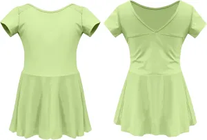 Ballet Dancewear for Girls Short Sleeve V Neck Back Mini Dress A-Line Swing Dresses 2025 Trendy Fashion Outfits