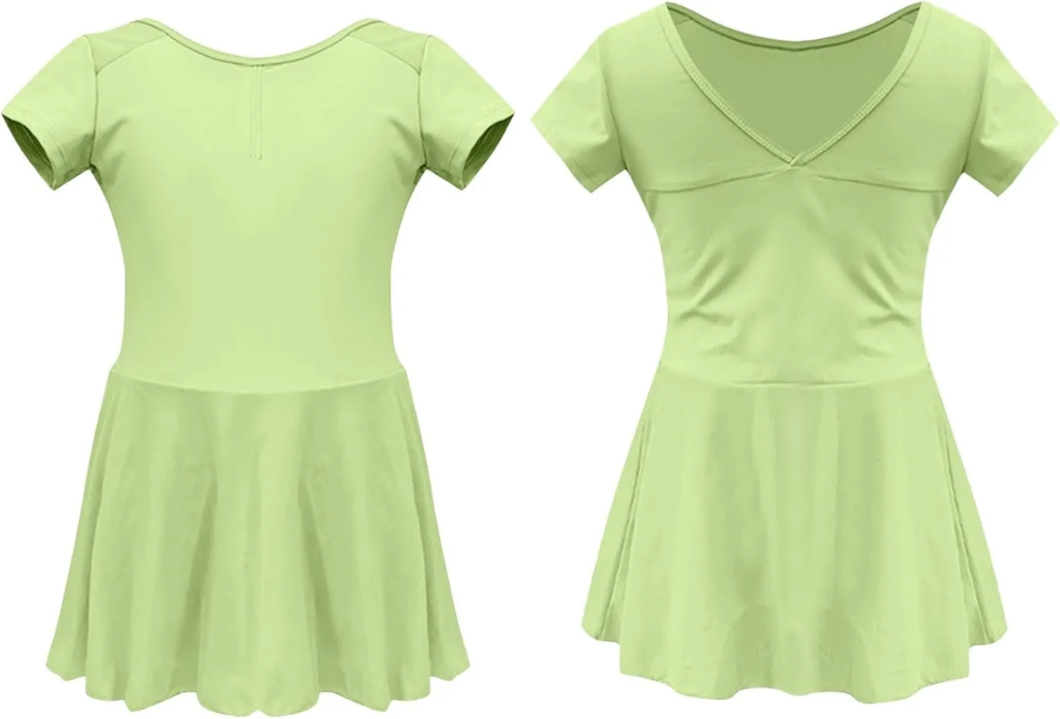 Ballet Dancewear for Girls Short Sleeve V Neck Back Mini Dress A-Line Swing Dresses 2025 Trendy Fashion Outfits