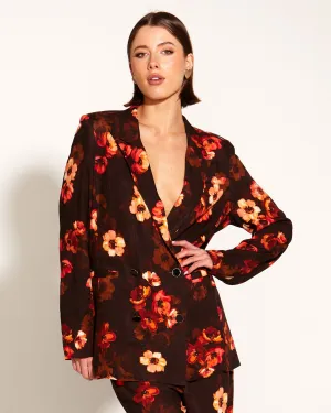 Bloom Relaxed Double Breasted Blazer - Rose Dust Floral