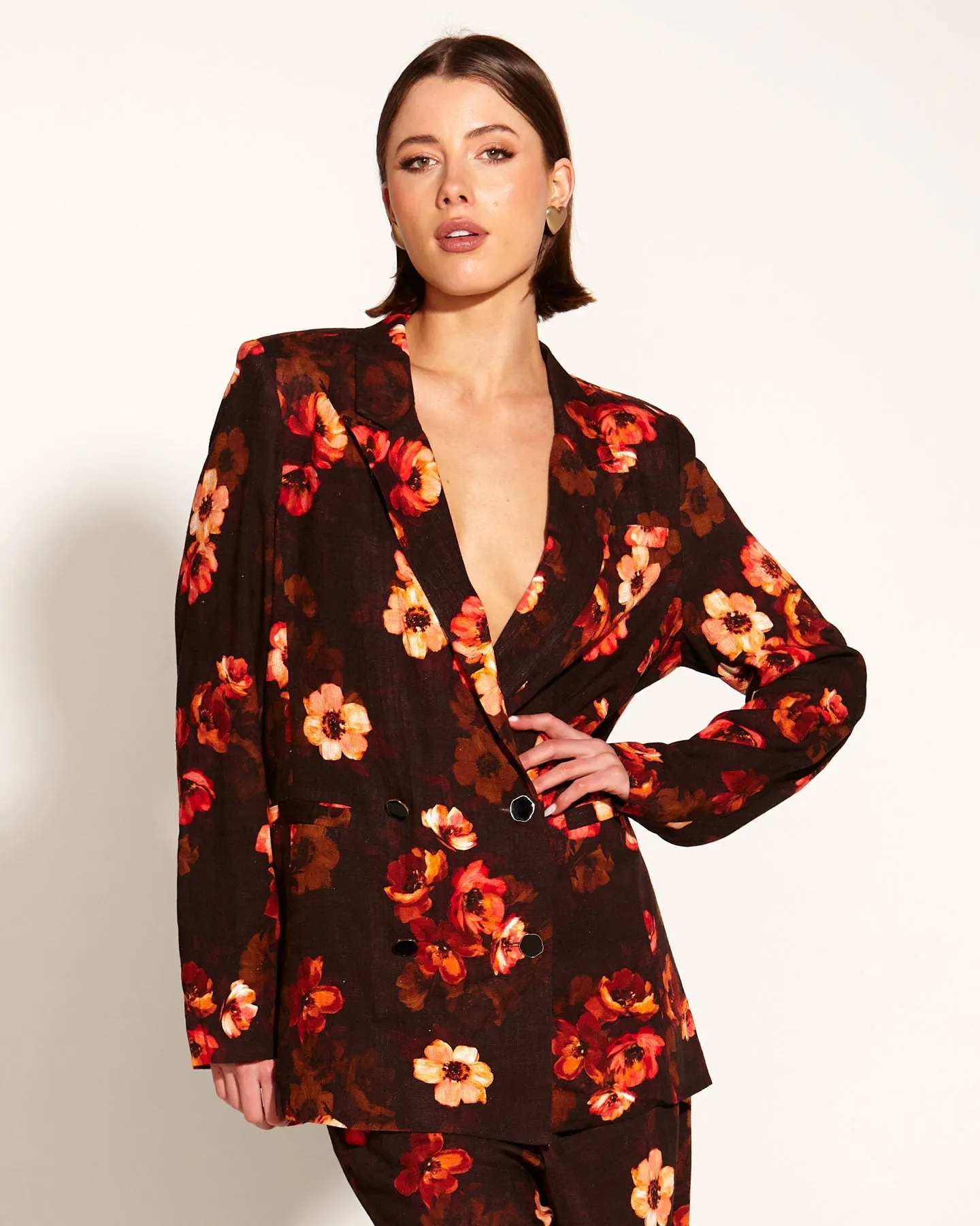 Bloom Relaxed Double Breasted Blazer - Rose Dust Floral
