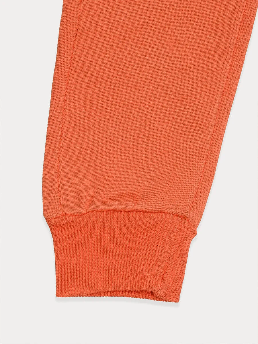 Boys Orange Fleece Slim Joggers