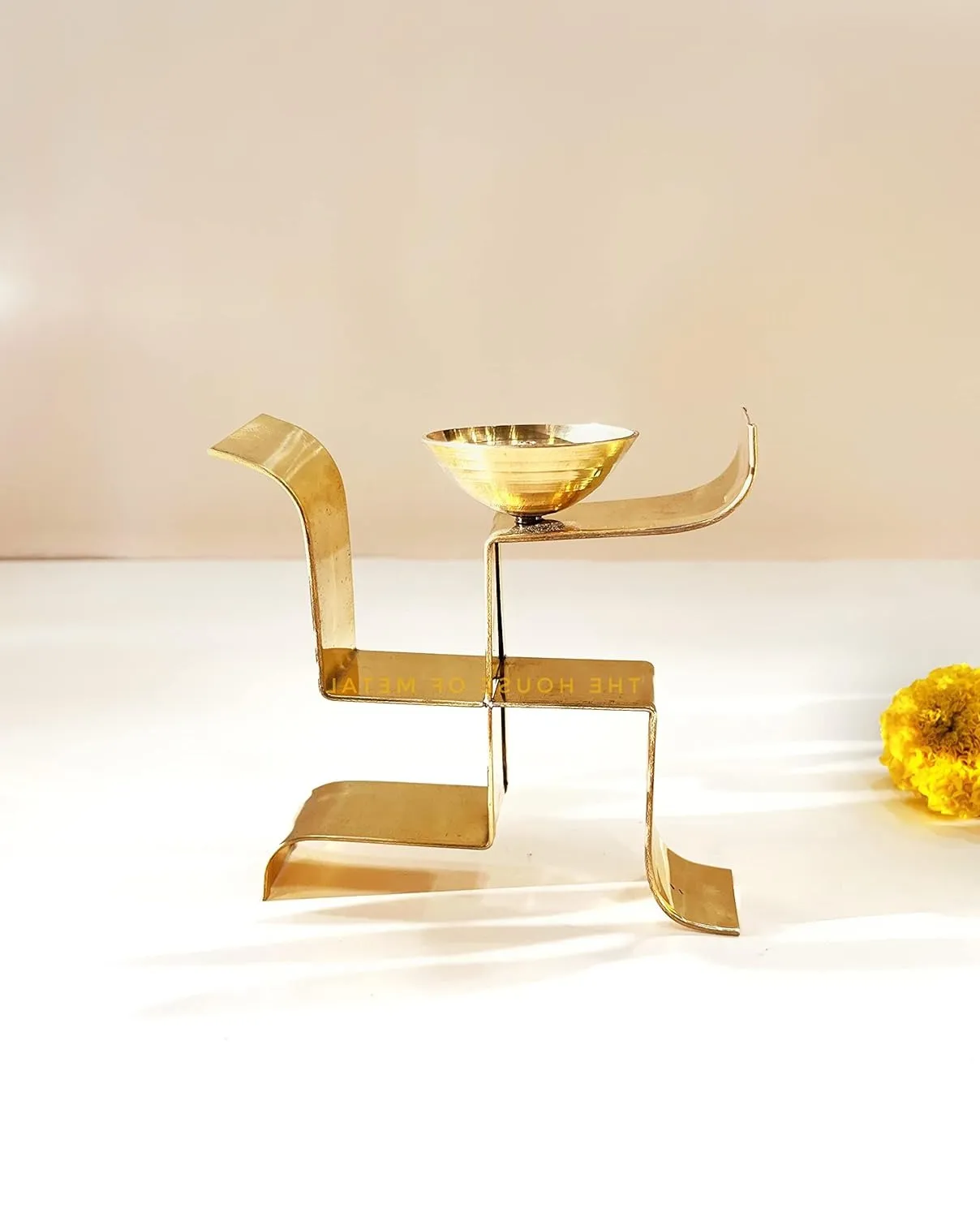 BRASS SWASTIK DIYA FOR PUJA BRASS TABLE DIYA FOR PUJA HOME (Design 167)