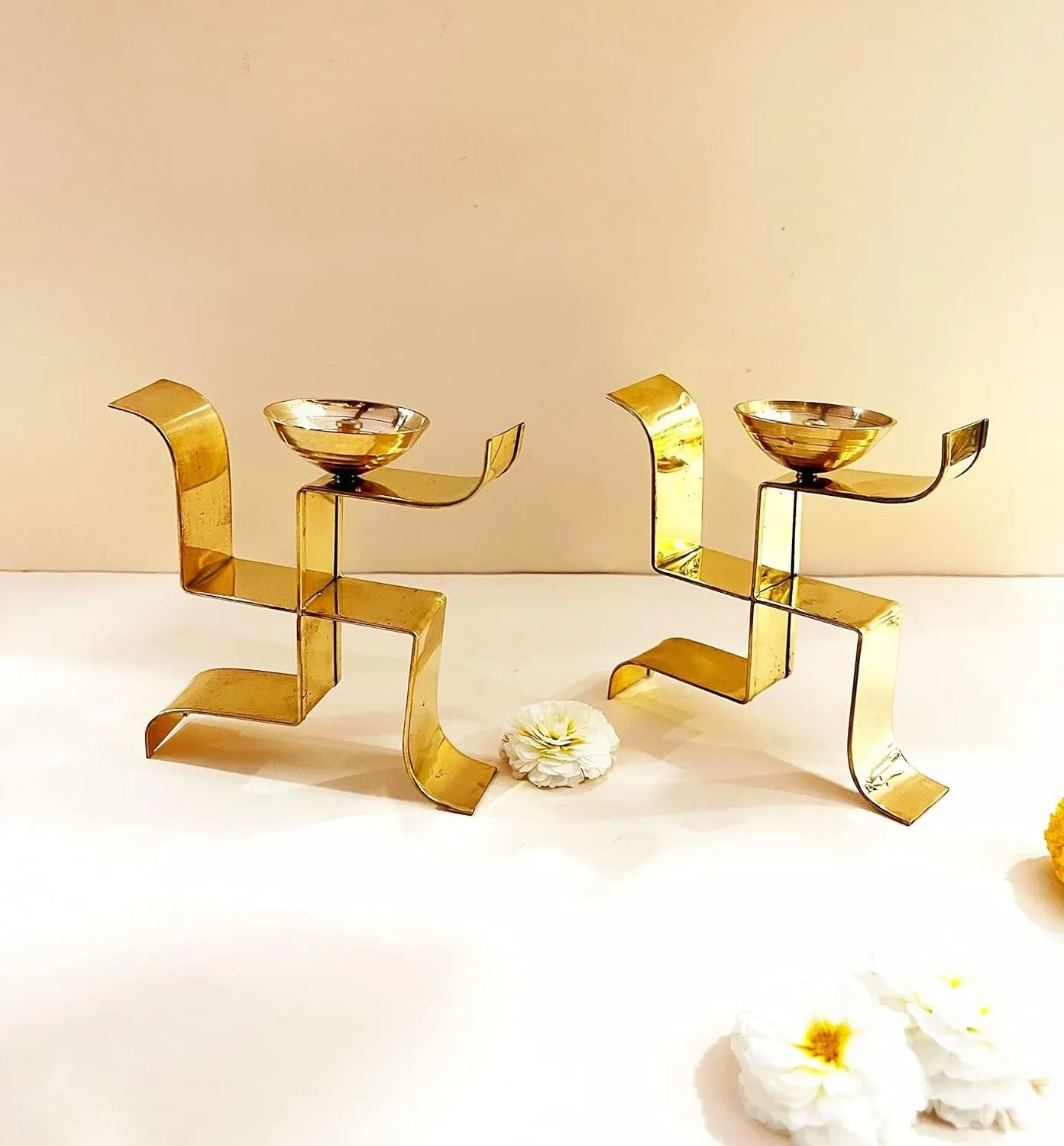 BRASS SWASTIK DIYA FOR PUJA BRASS TABLE DIYA FOR PUJA HOME (Design 167)