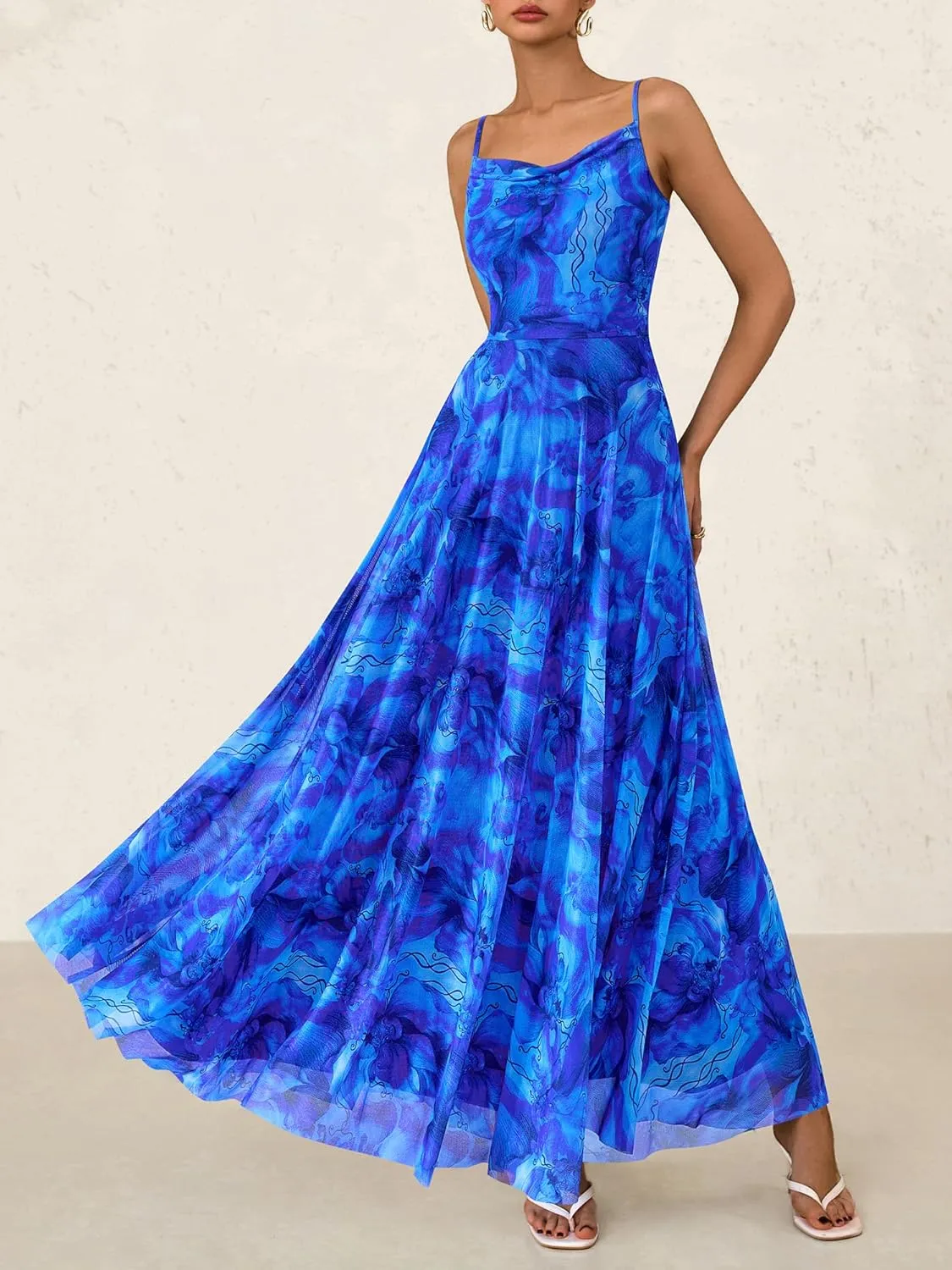 BTFBM Women Summer Floral Maxi Dresses Elegant Spaghetti Strap Dress Printed Party Dress Beach Long Dresses
