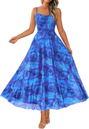 BTFBM Women Summer Floral Maxi Dresses Elegant Spaghetti Strap Dress Printed Party Dress Beach Long Dresses