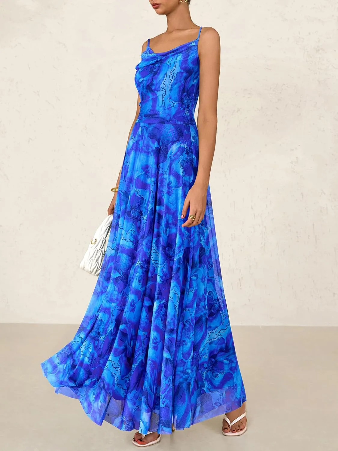 BTFBM Women Summer Floral Maxi Dresses Elegant Spaghetti Strap Dress Printed Party Dress Beach Long Dresses