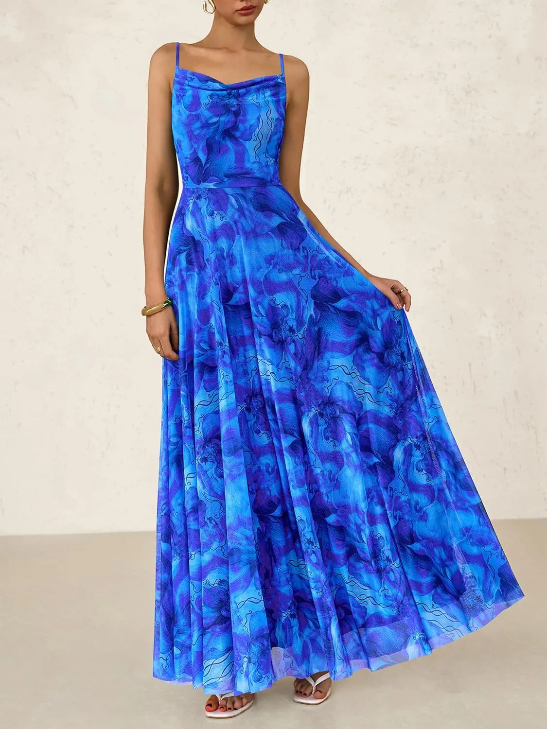 BTFBM Women Summer Floral Maxi Dresses Elegant Spaghetti Strap Dress Printed Party Dress Beach Long Dresses
