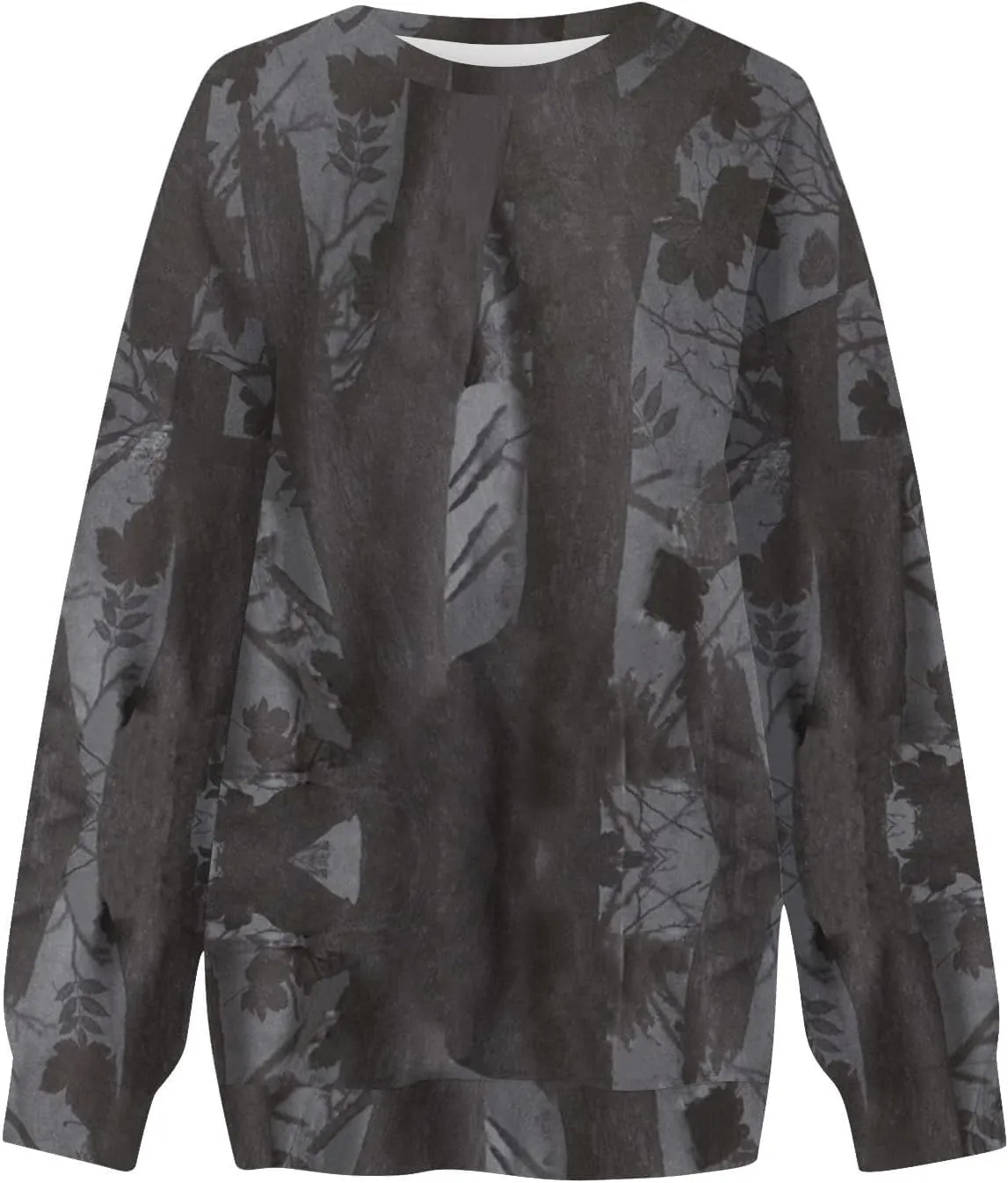Camo Sweatshirt for Women Oversized Long Sleeve Crewneck Pullover Tops Casual Loose Fit Blouse Fashion Outdoor Clothes
