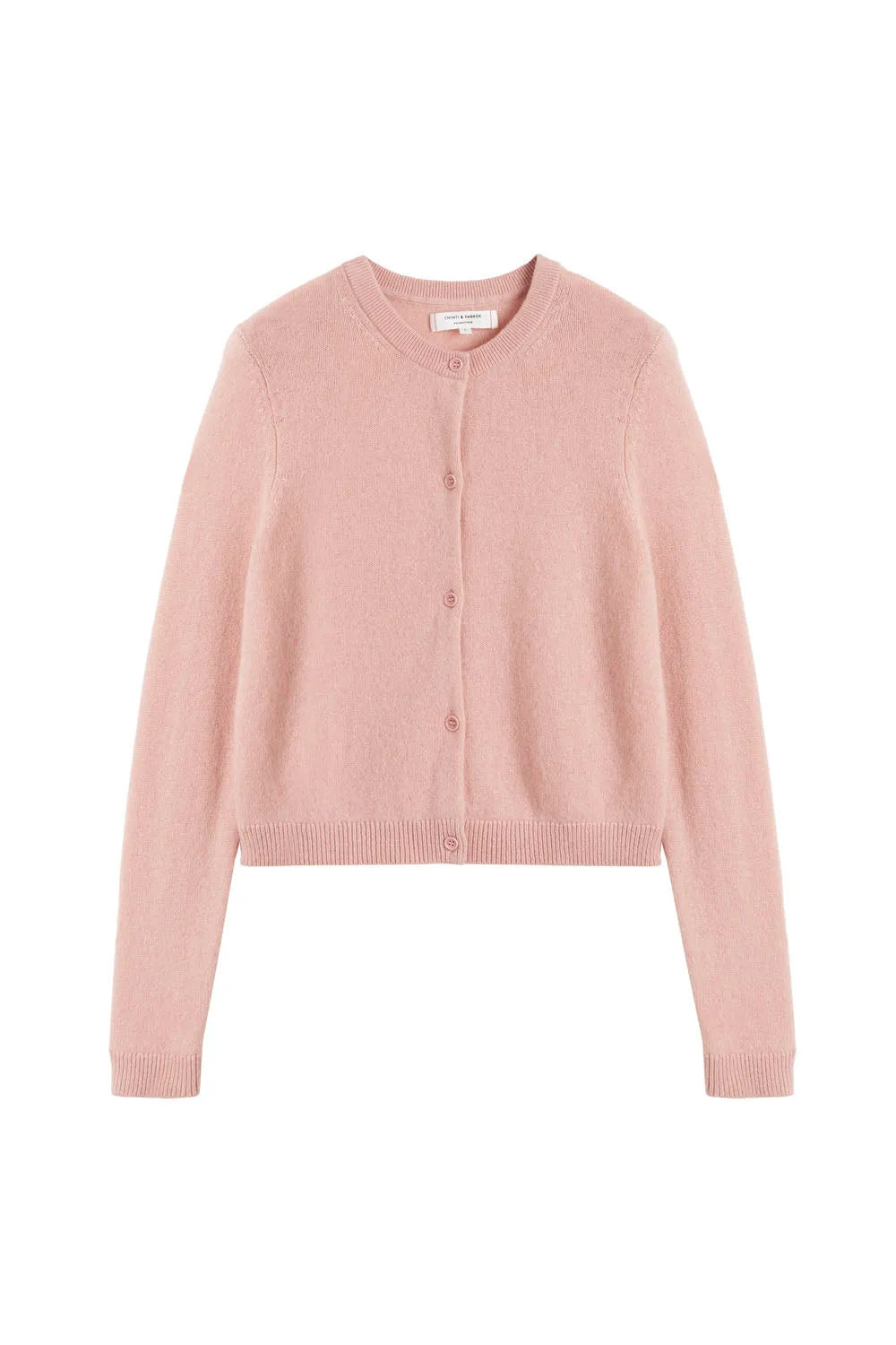 Clay-Pink Cloud Cashmere Cropped Cardigan