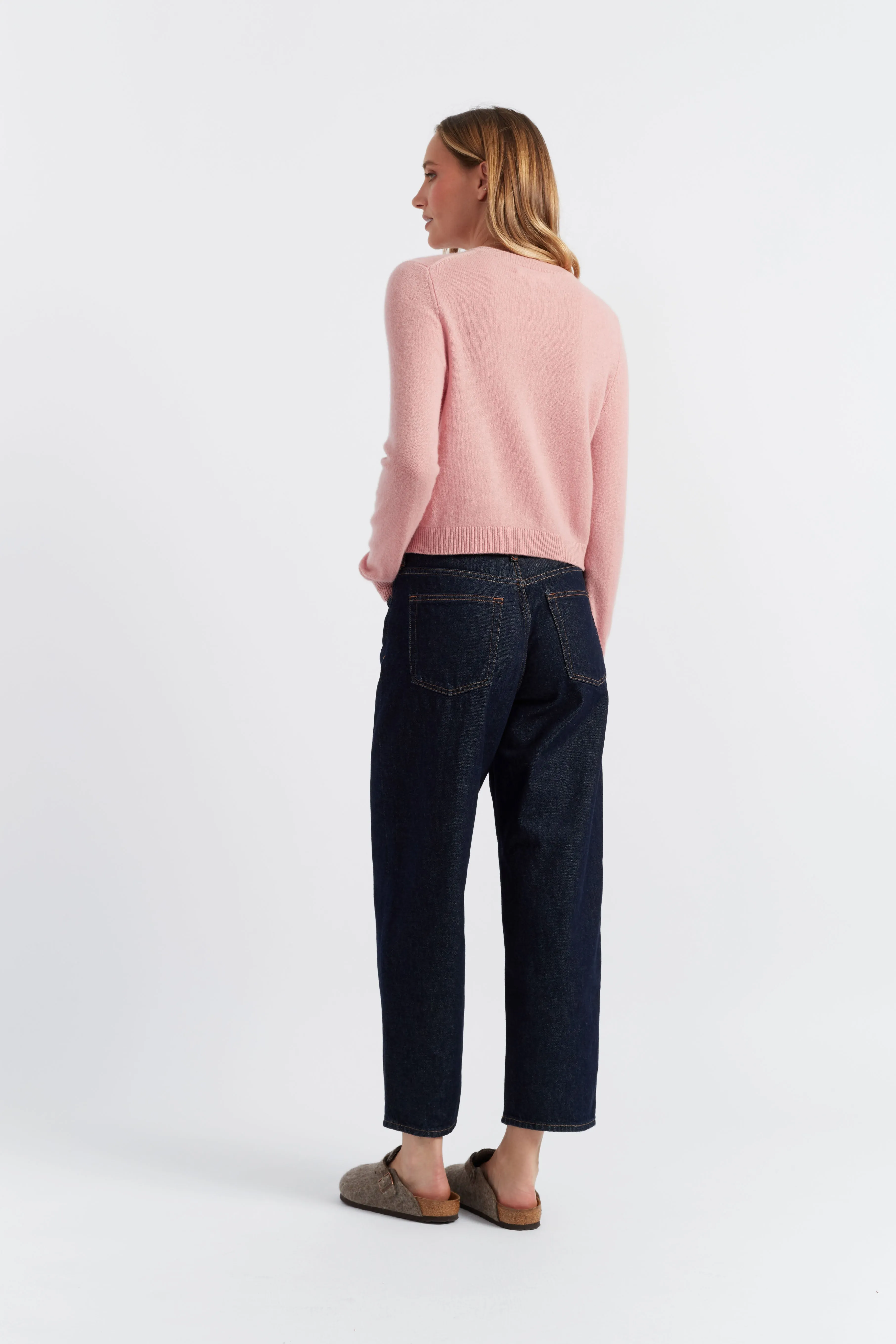 Clay-Pink Cloud Cashmere Cropped Cardigan