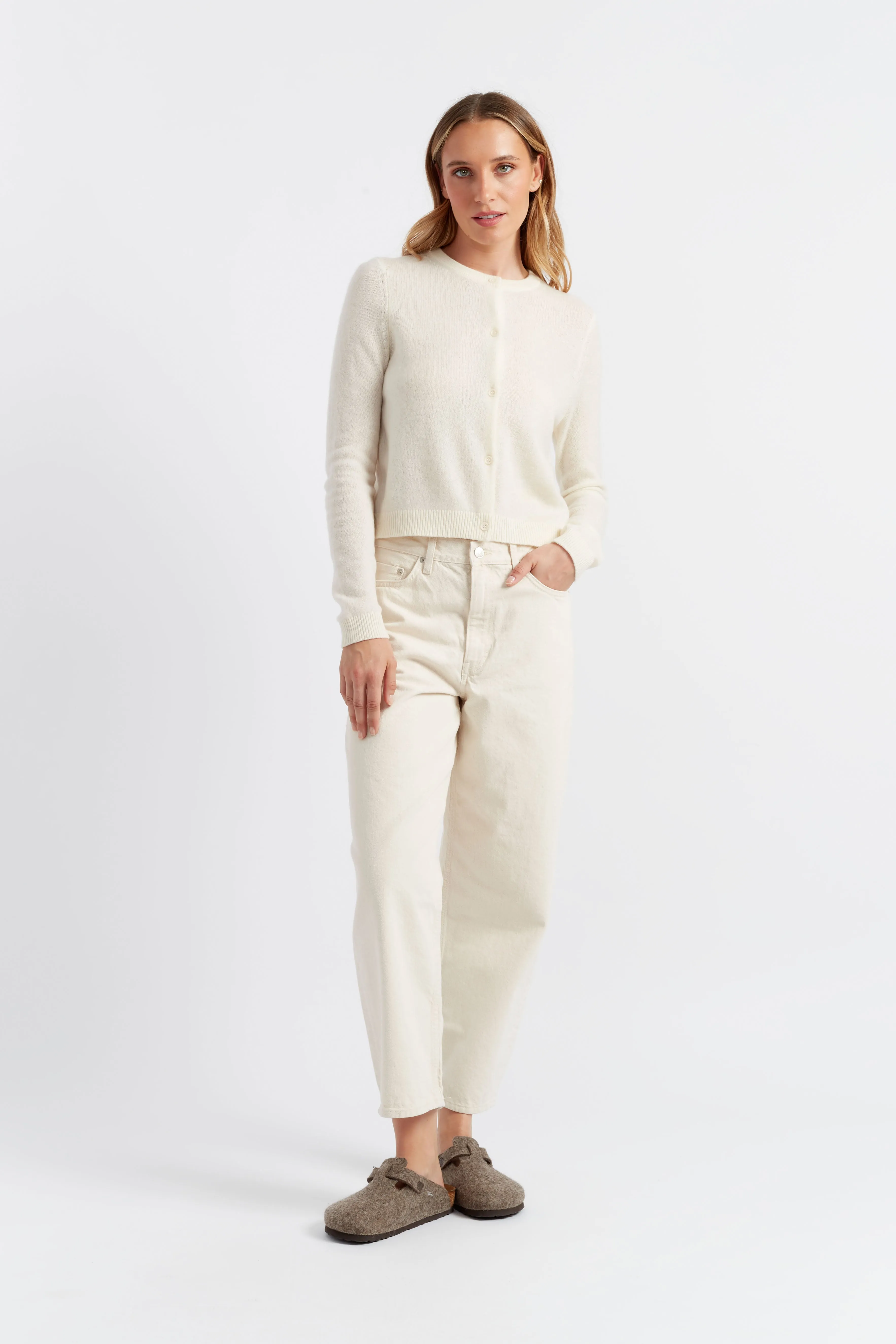 Cream Cloud Cashmere Cropped Cardigan
