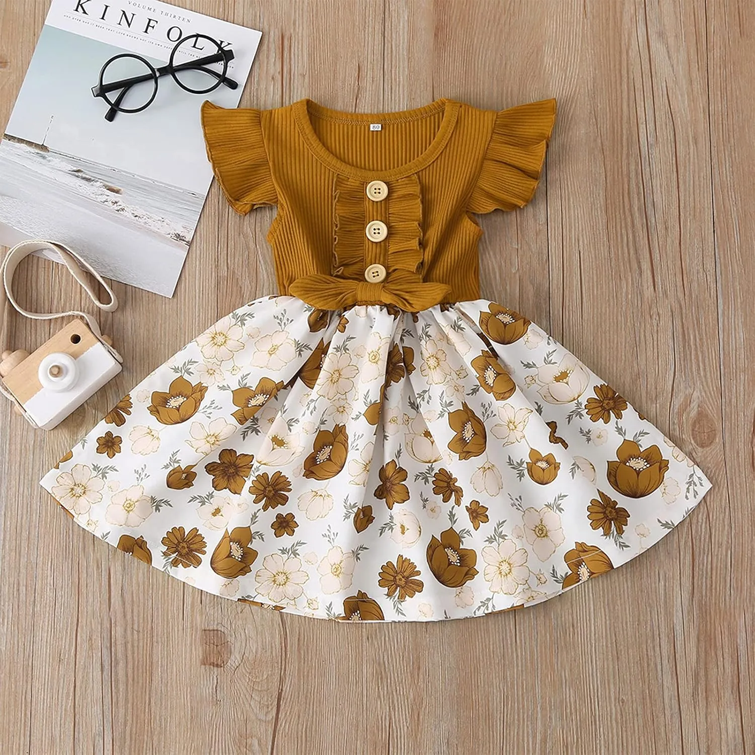 Dresses for Girls Summer Short Sleeve Toddler Dress Up Floral Graphic Cute Baby Dress Infant Dress Sundress 1-6 Years