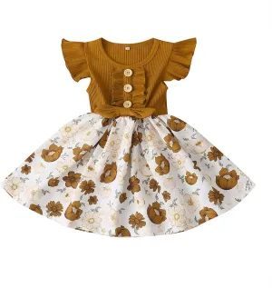 Dresses for Girls Summer Short Sleeve Toddler Dress Up Floral Graphic Cute Baby Dress Infant Dress Sundress 1-6 Years