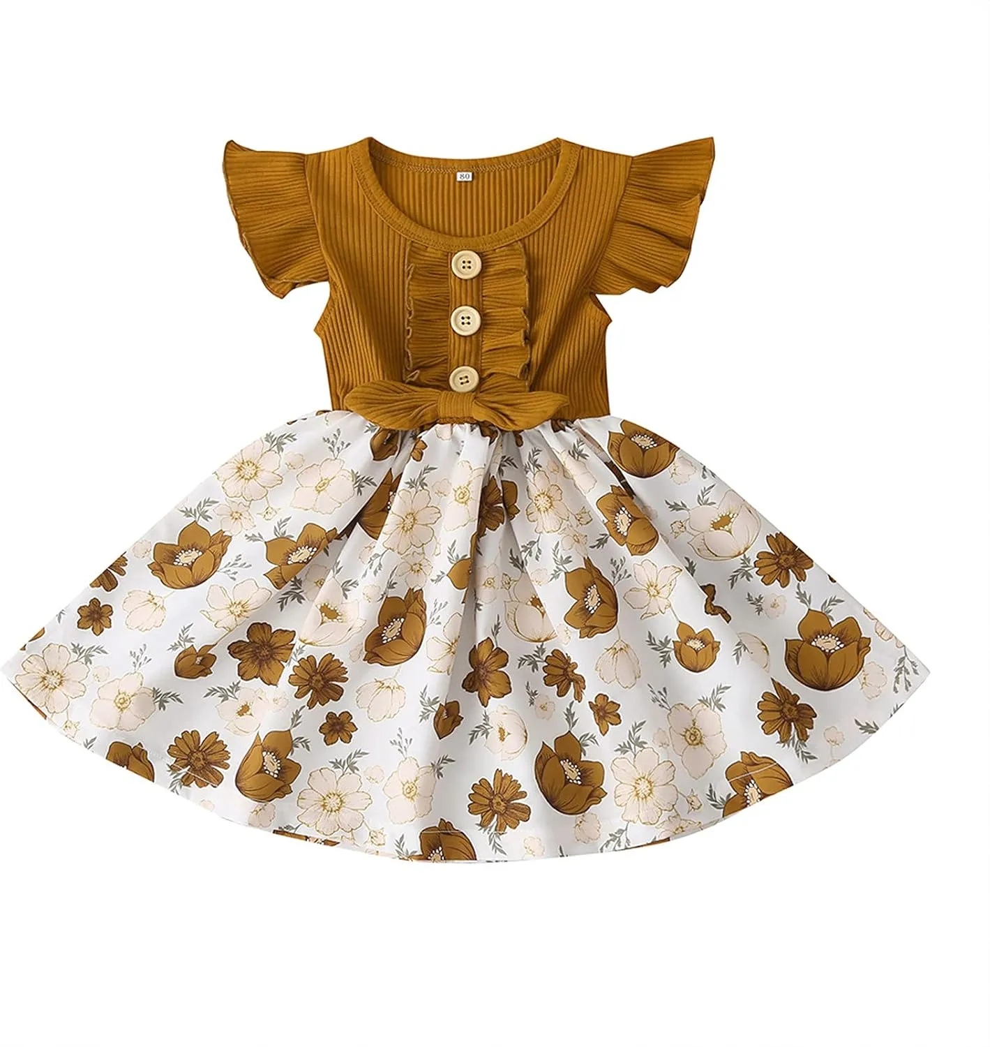 Dresses for Girls Summer Short Sleeve Toddler Dress Up Floral Graphic Cute Baby Dress Infant Dress Sundress 1-6 Years