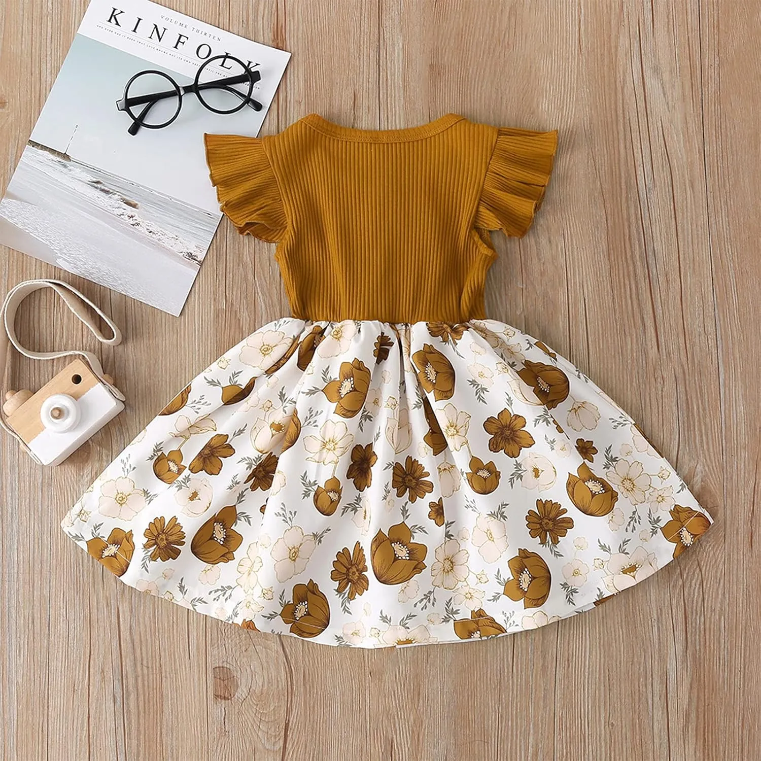 Dresses for Girls Summer Short Sleeve Toddler Dress Up Floral Graphic Cute Baby Dress Infant Dress Sundress 1-6 Years