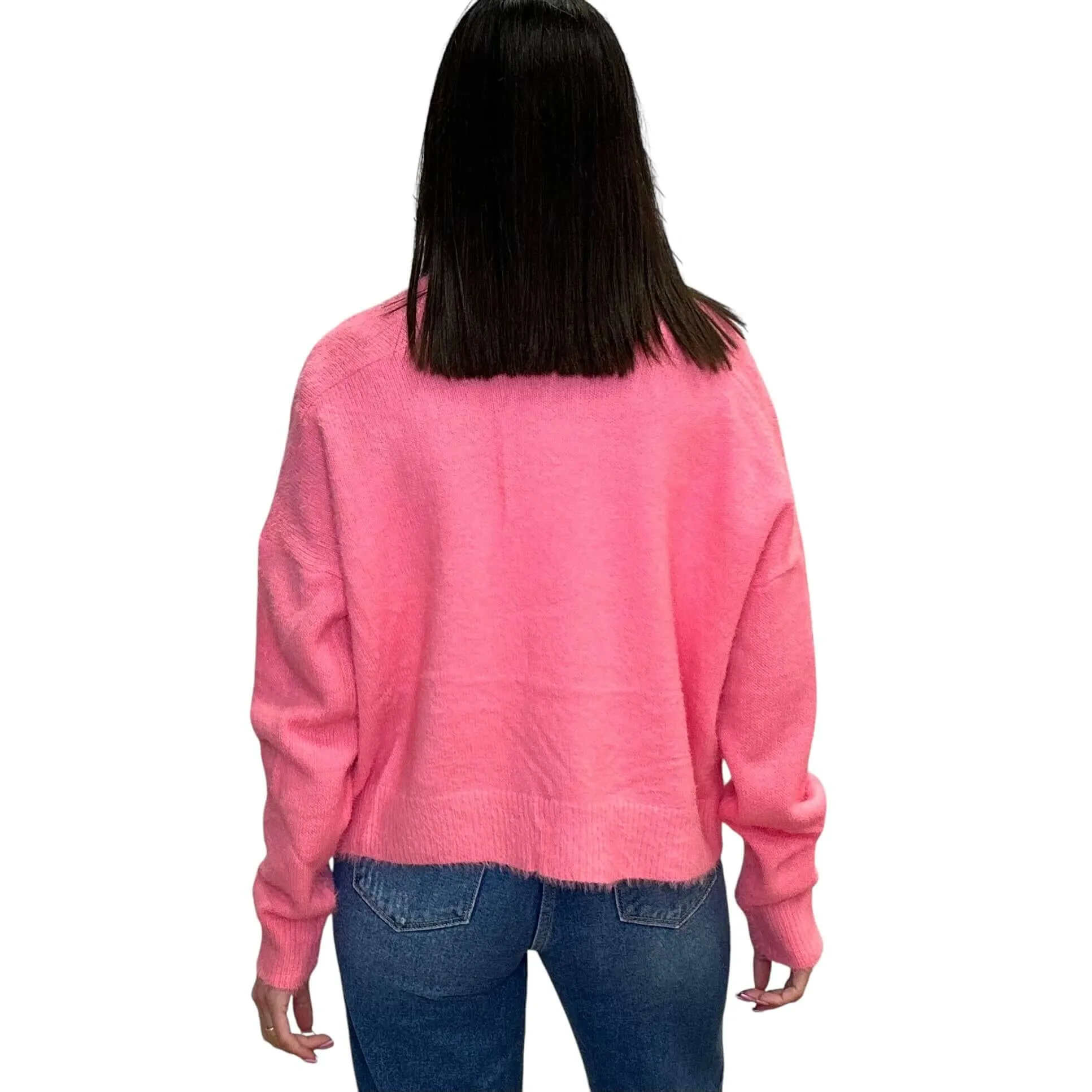 Drop Shoulder Patch Pocket Cardigan - Pink