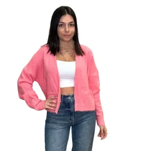Drop Shoulder Patch Pocket Cardigan - Pink