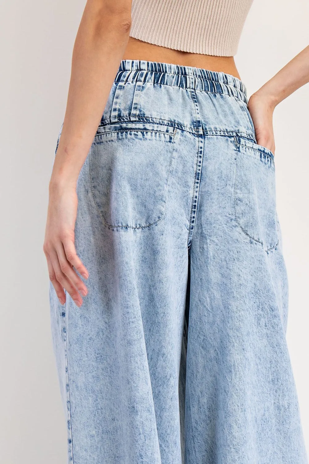 ee:some Mineral-Washed Wide Leg Denim Pants  Light Wash
