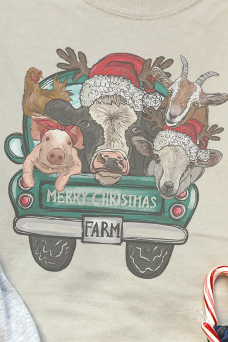 Farm Animals Merry Christmas Unisex Dri-Power Long-Sleeve 50/50 Tee
