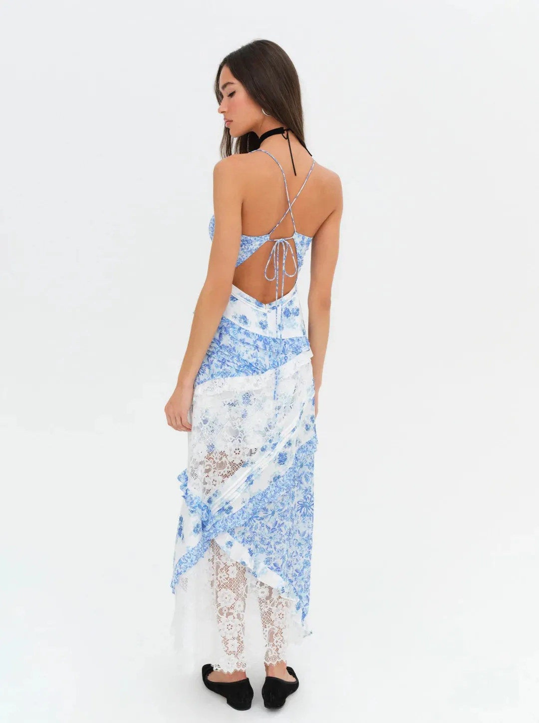For Love and Lemons - Rosalyn Maxi Dress in Blue