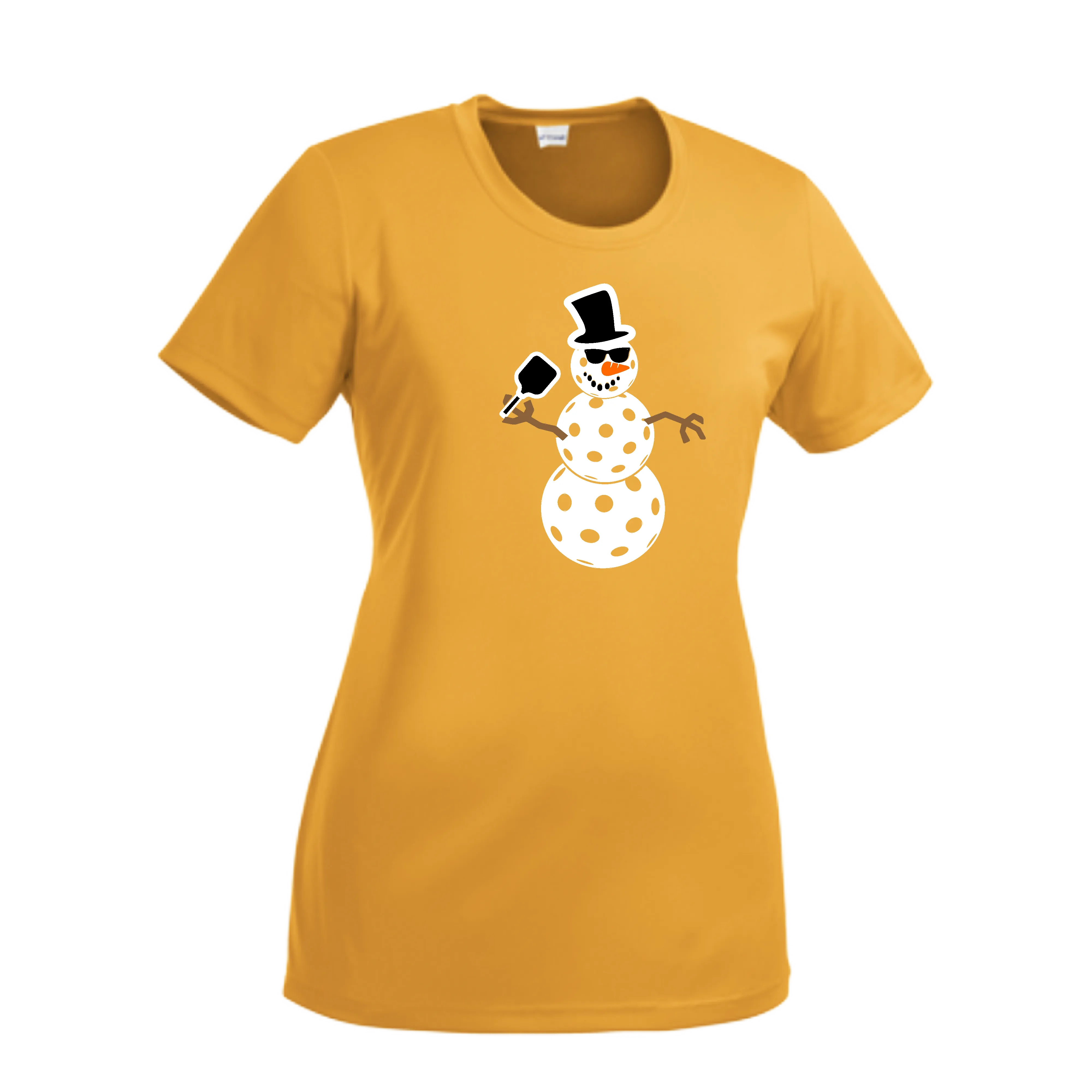 Frosty The Dinking Snowman | Women’s Short Sleeve Crewneck Pickleball Shirts | 100% Polyester