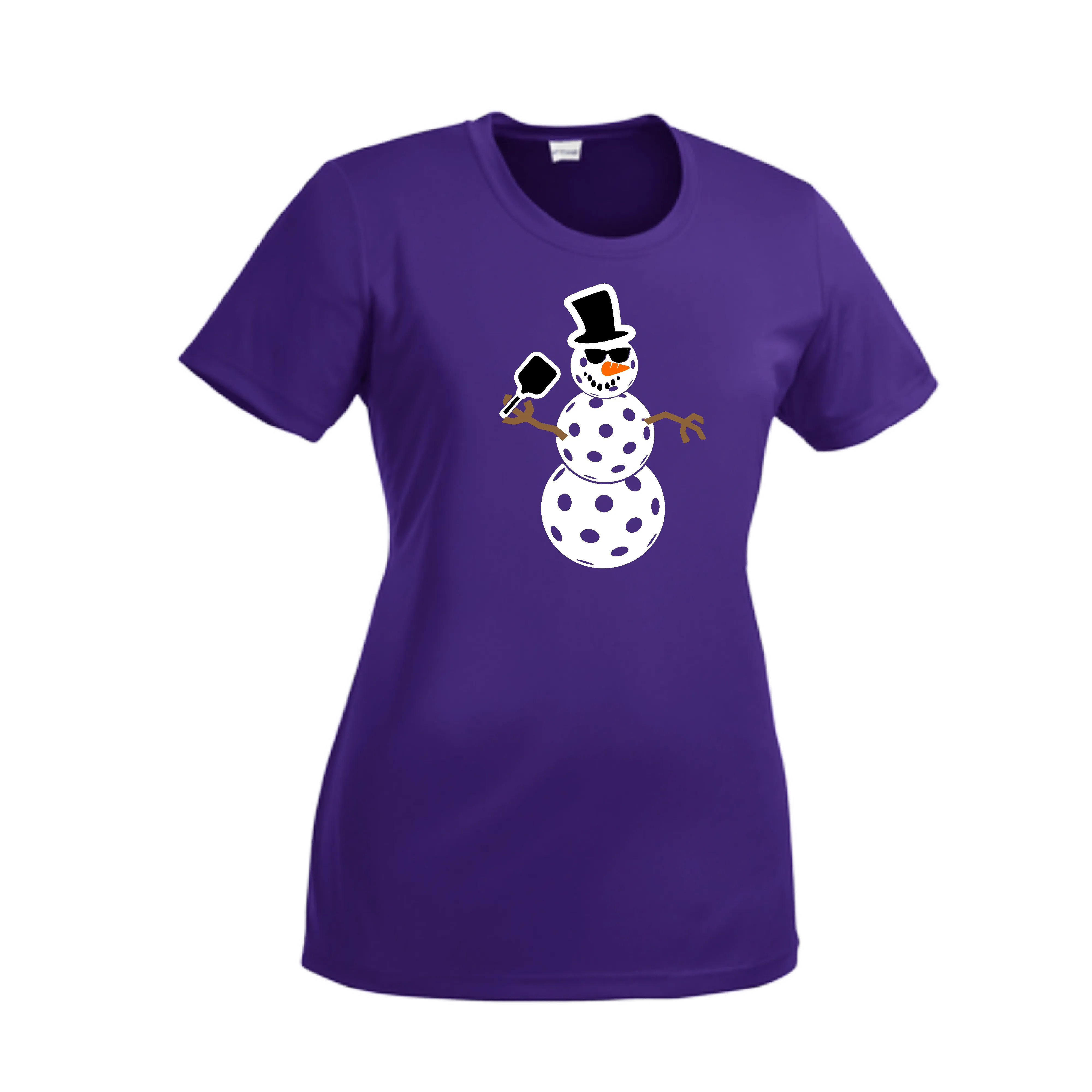 Frosty The Dinking Snowman | Women’s Short Sleeve Crewneck Pickleball Shirts | 100% Polyester