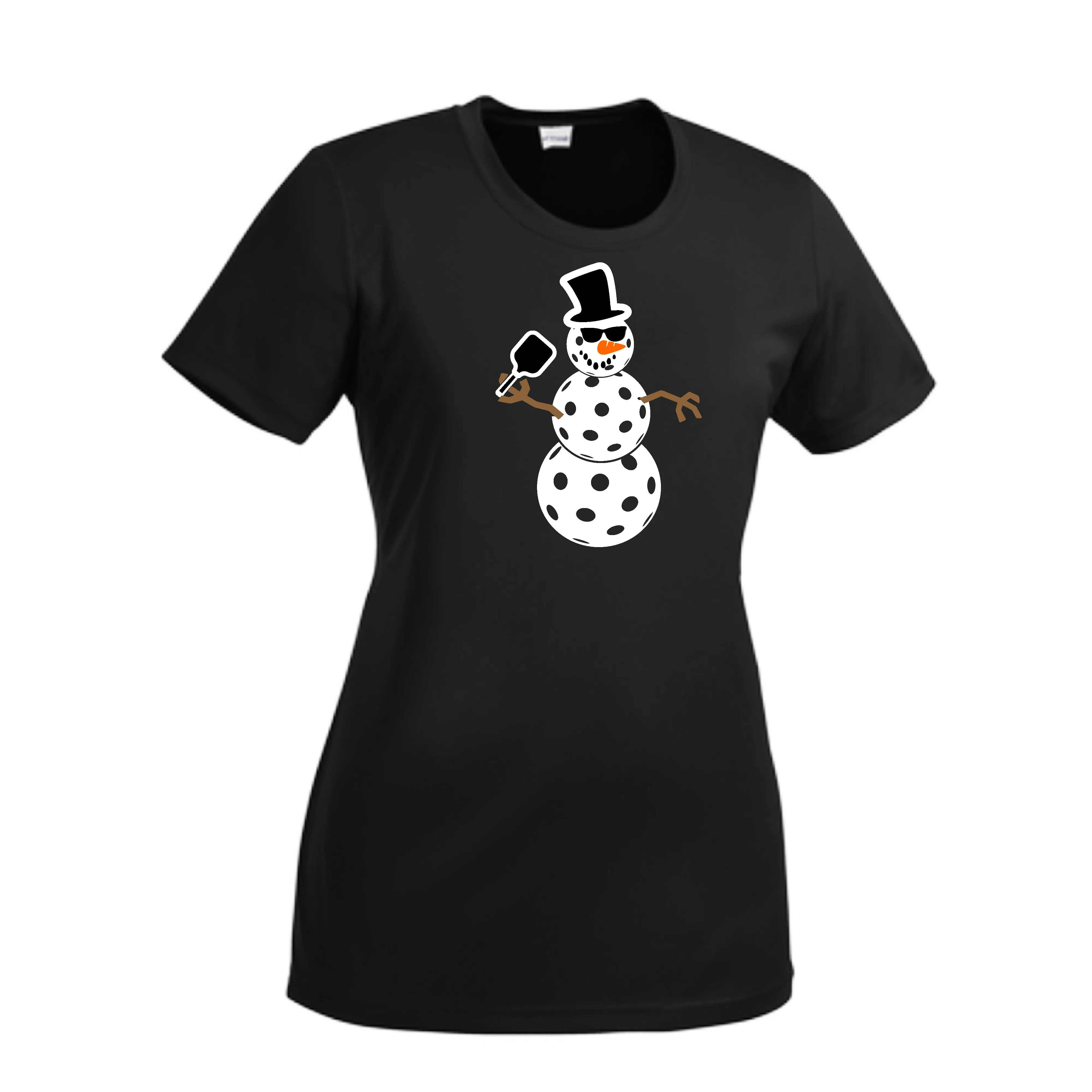 Frosty The Dinking Snowman | Women’s Short Sleeve Crewneck Pickleball Shirts | 100% Polyester
