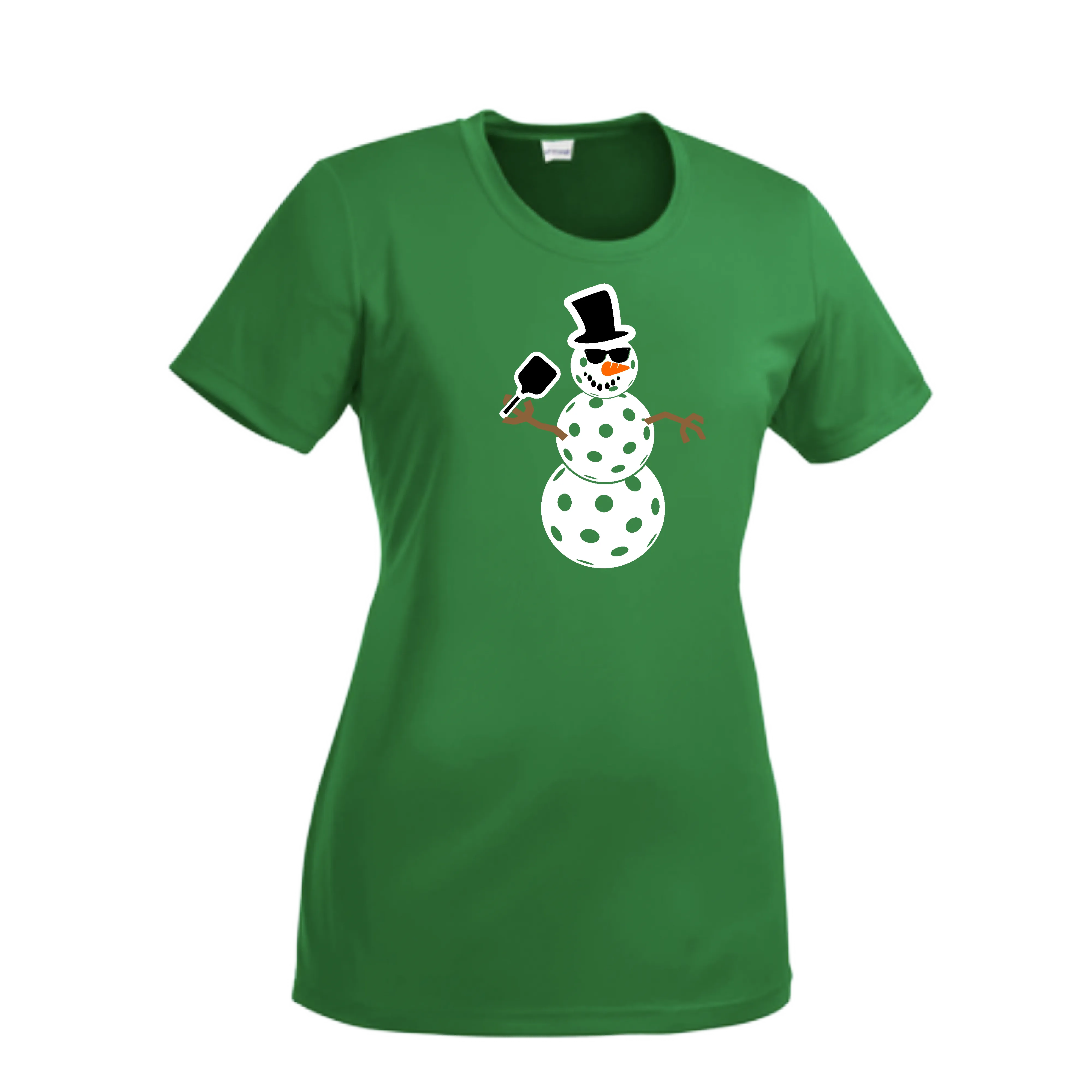 Frosty The Dinking Snowman | Women’s Short Sleeve Crewneck Pickleball Shirts | 100% Polyester