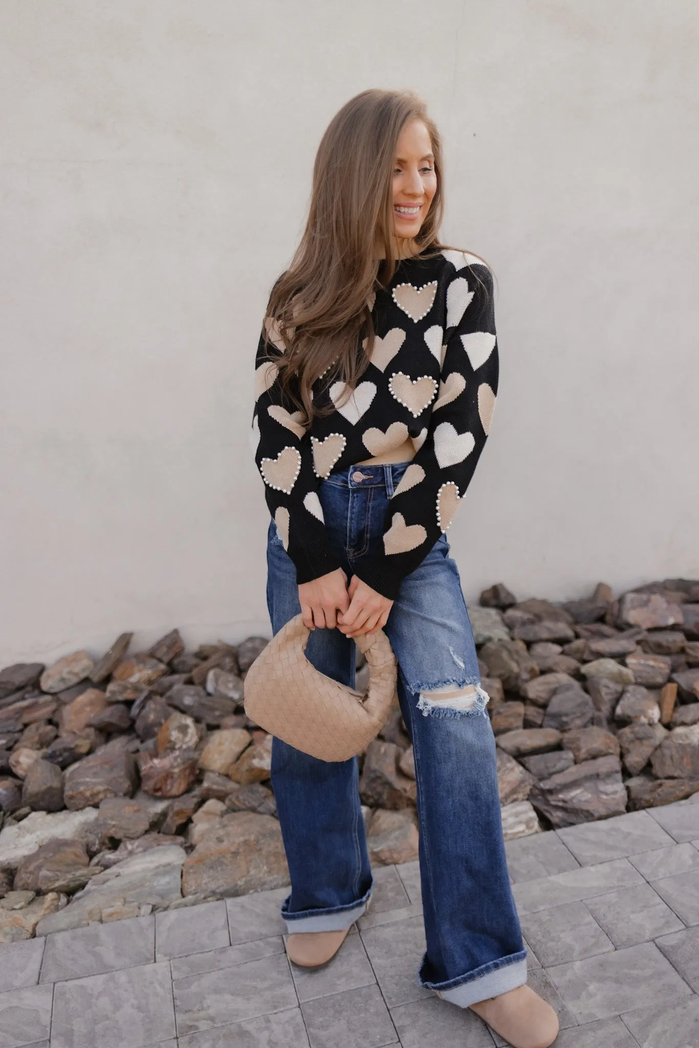 Hearts Galore Luxe Pearl Detail Sweater
