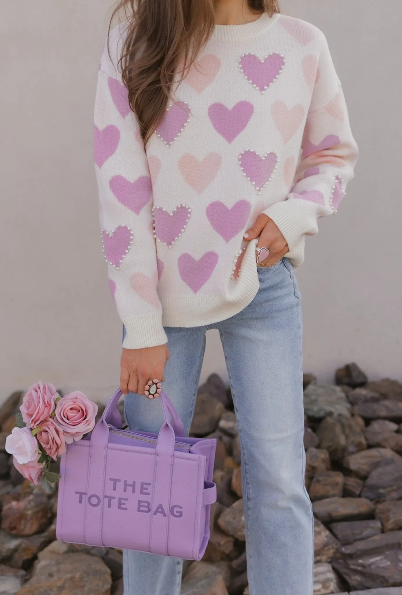 Hearts Galore Luxe Pearl Detail Sweater