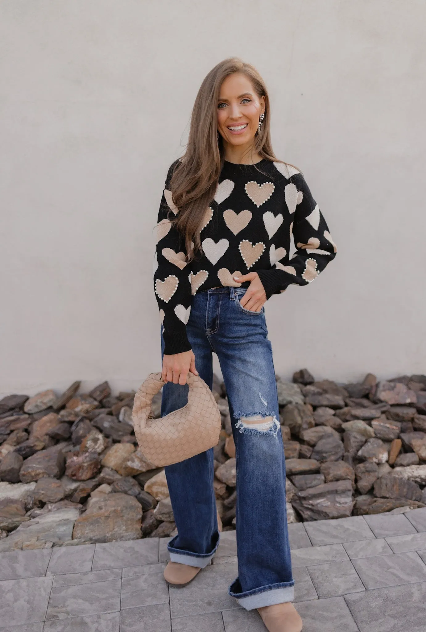 Hearts Galore Luxe Pearl Detail Sweater