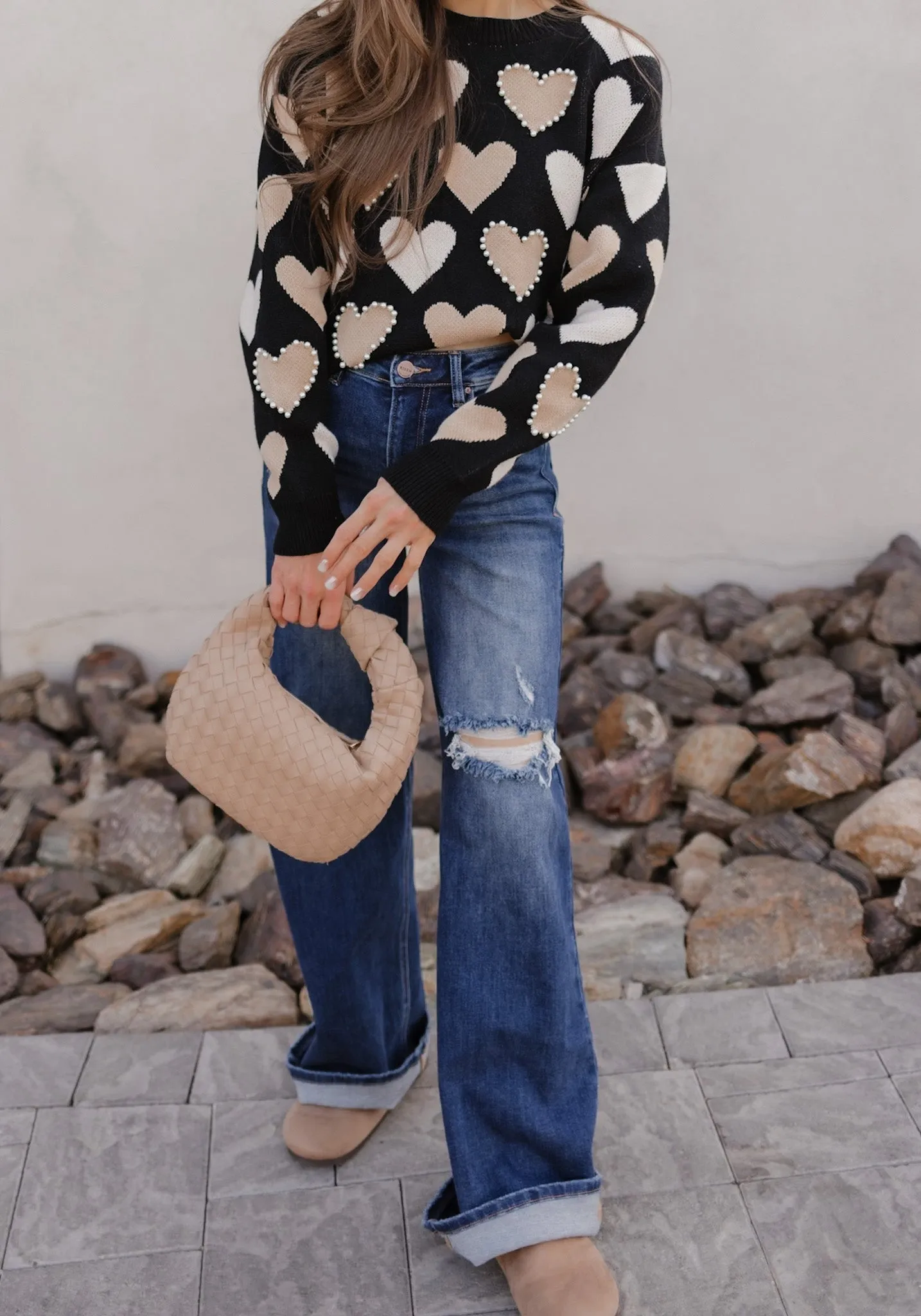Hearts Galore Luxe Pearl Detail Sweater
