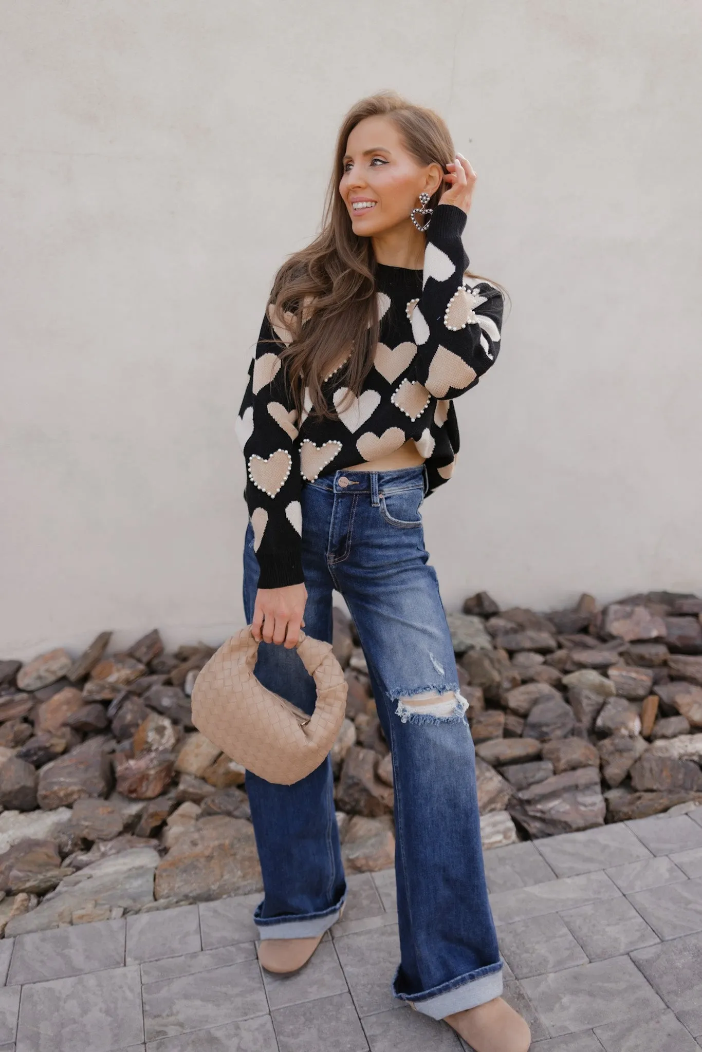 Hearts Galore Luxe Pearl Detail Sweater