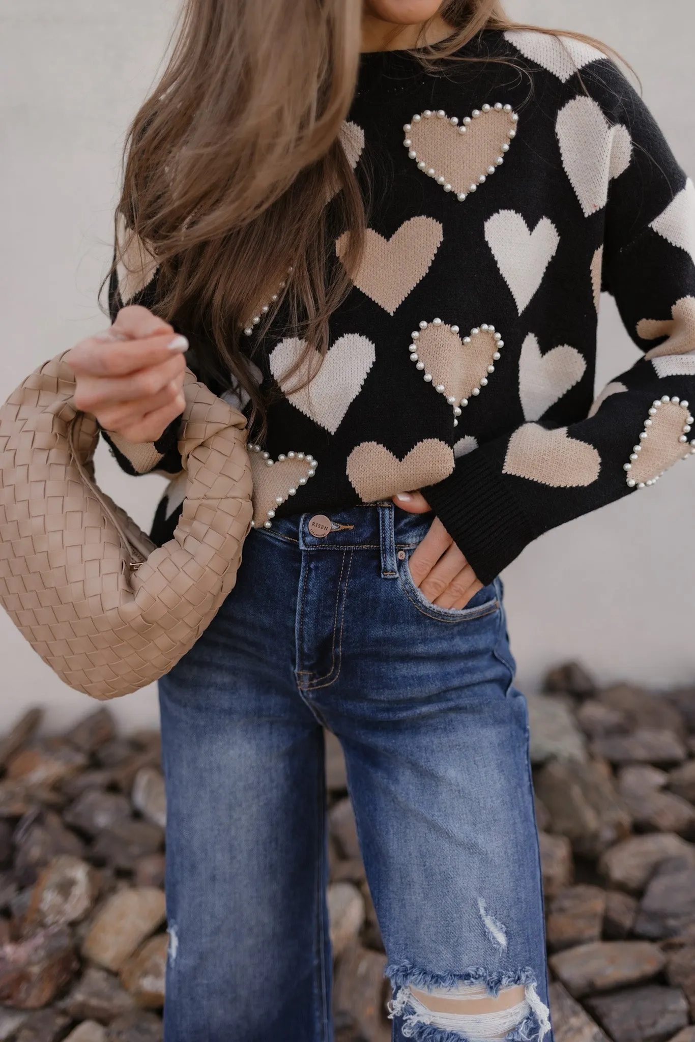 Hearts Galore Luxe Pearl Detail Sweater
