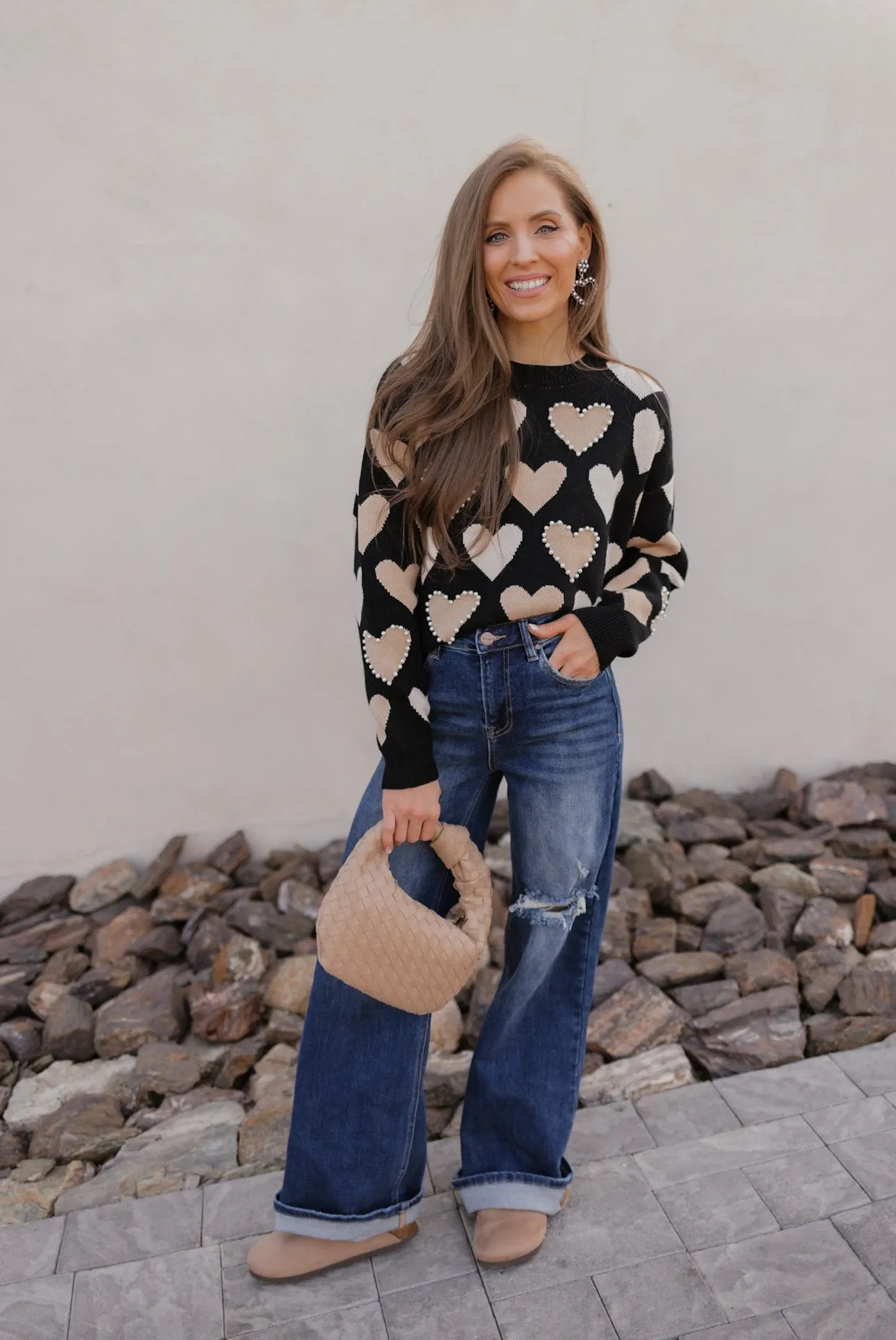 Hearts Galore Luxe Pearl Detail Sweater