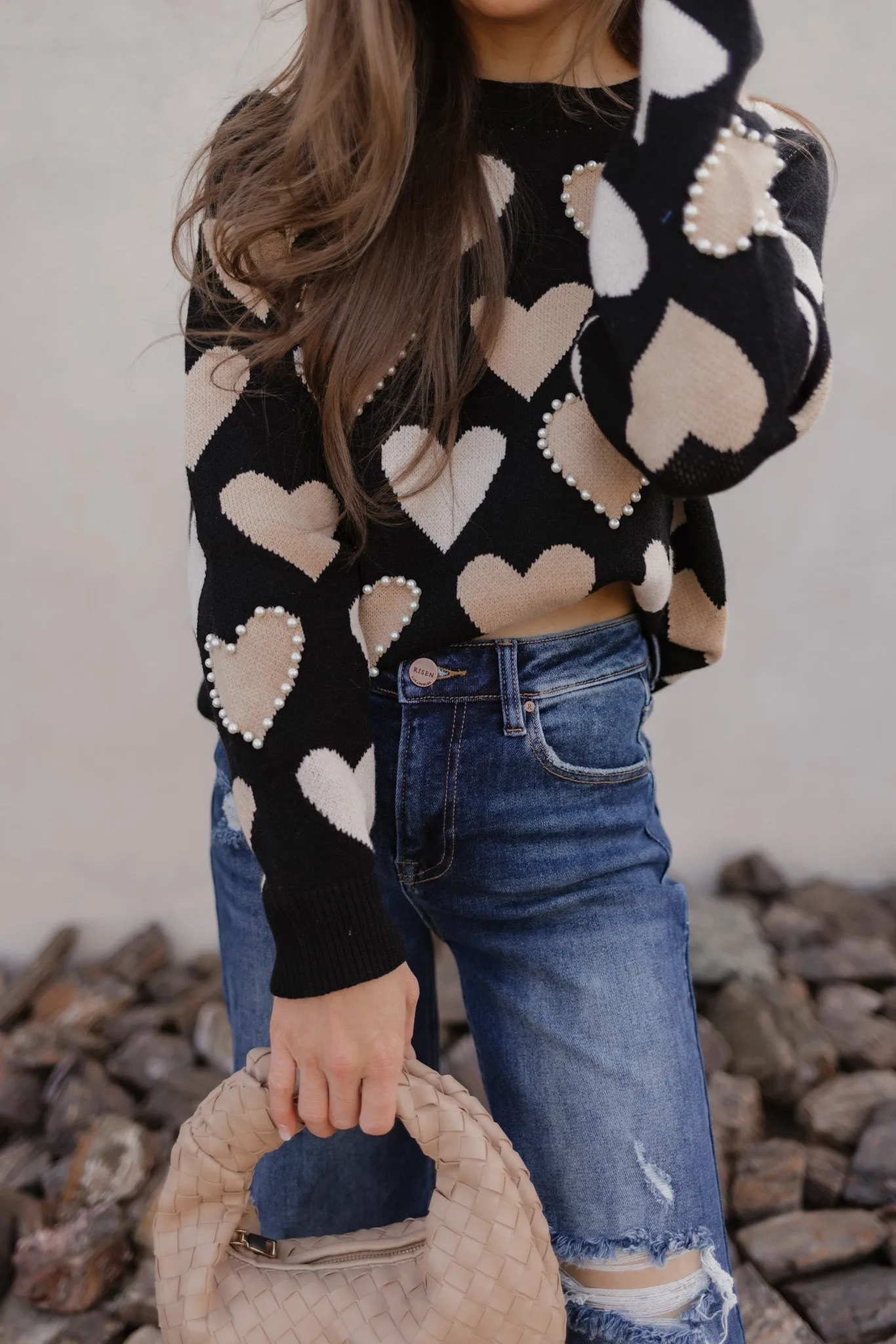 Hearts Galore Luxe Pearl Detail Sweater