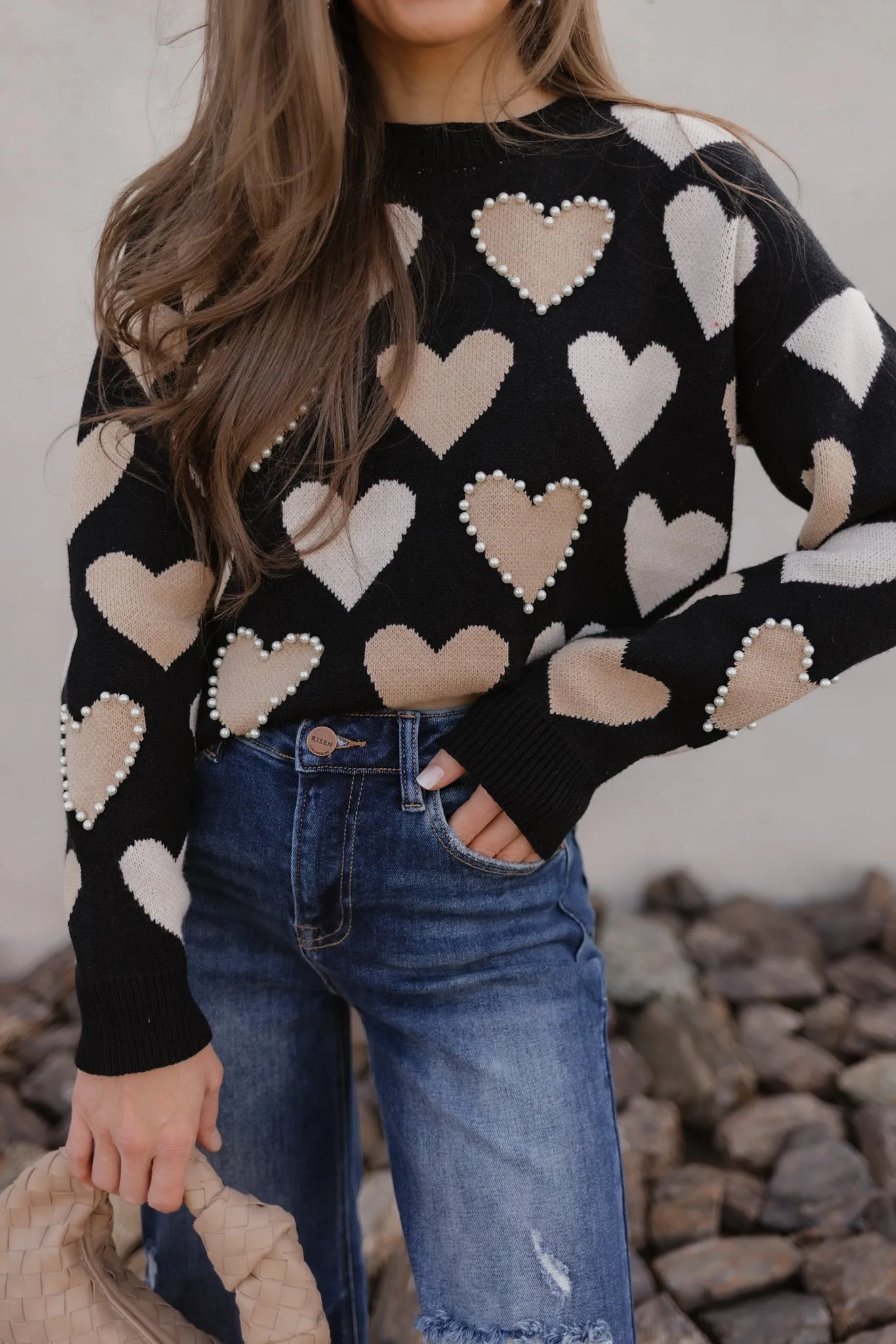 Hearts Galore Luxe Pearl Detail Sweater