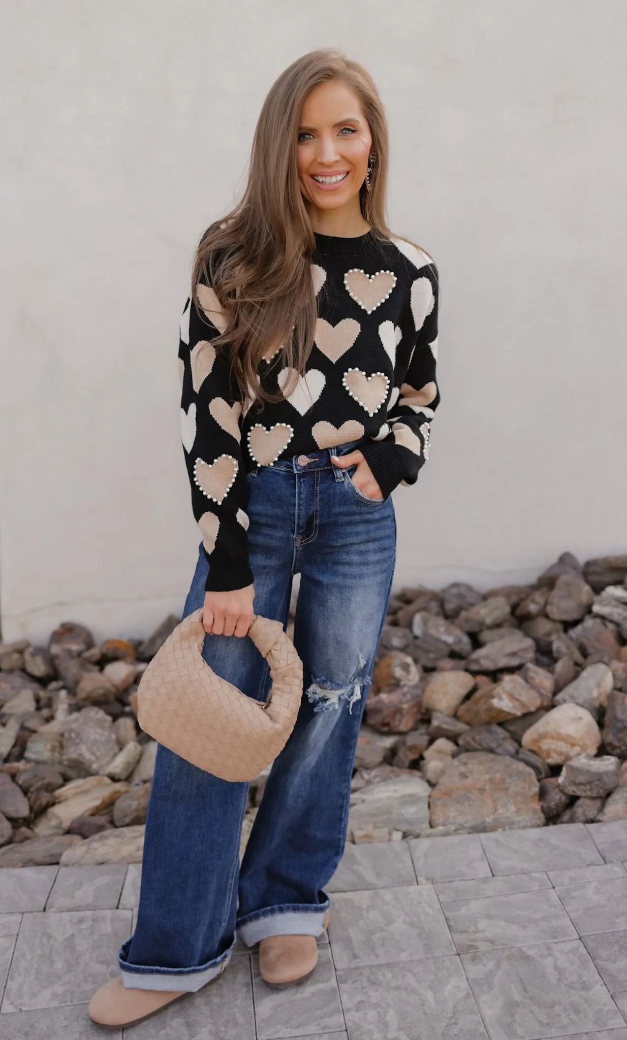 Hearts Galore Luxe Pearl Detail Sweater