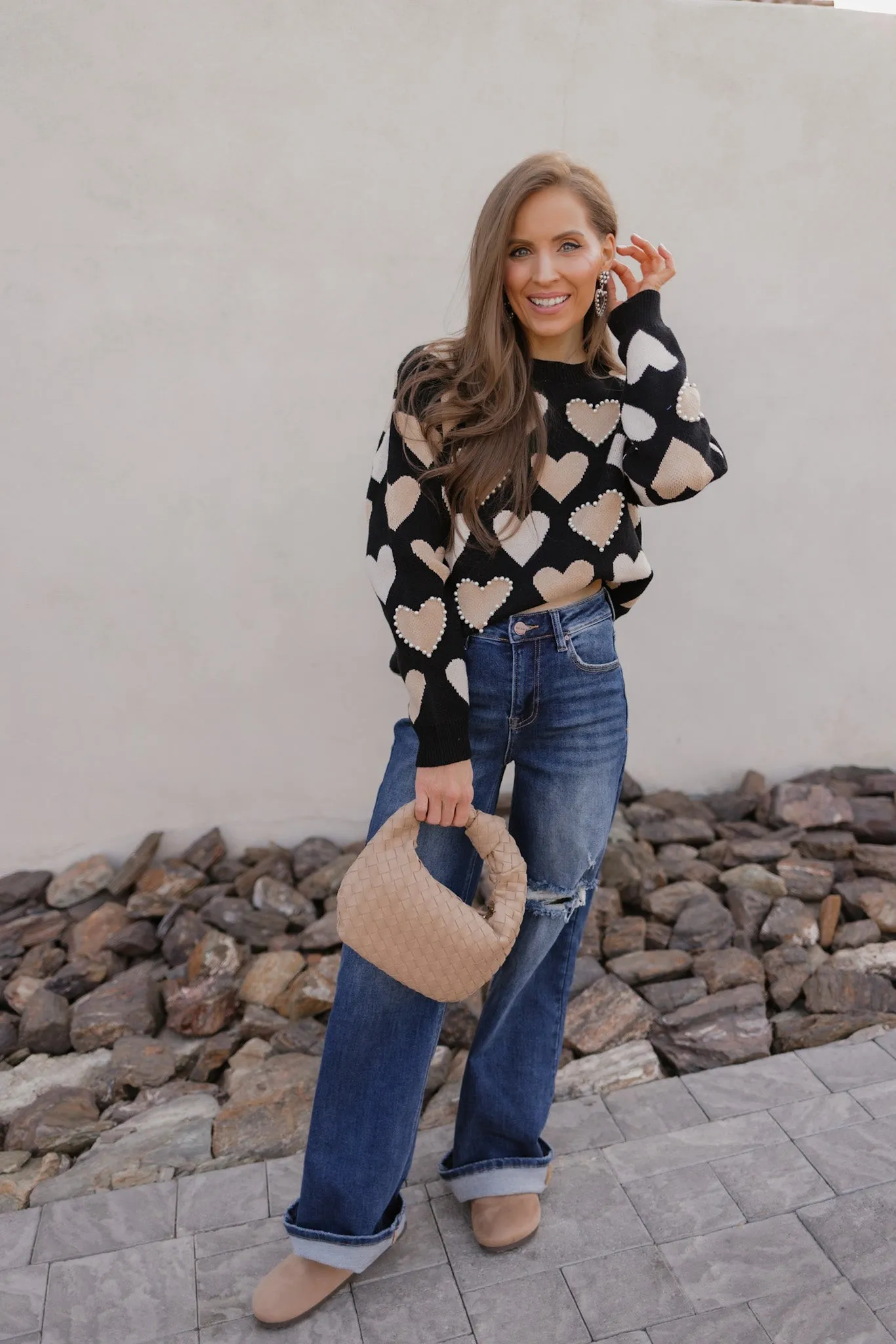 Hearts Galore Luxe Pearl Detail Sweater